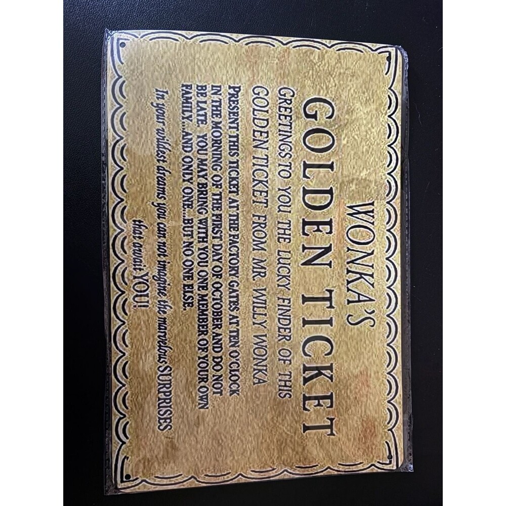 Willy Wonka's Golden Ticket Charlie and the Chocolate Factory Metal Wall Art